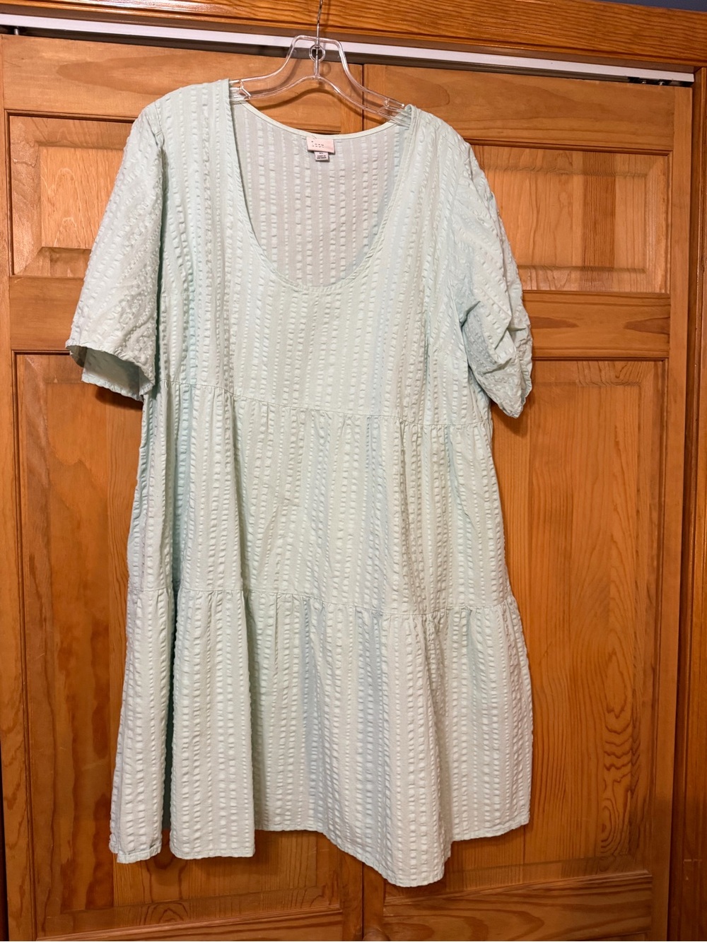a new day Mint Green Textured Tiered Midi Dress